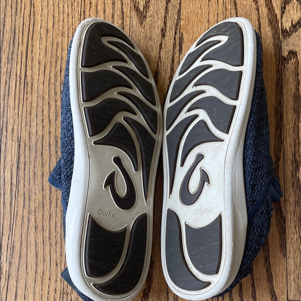 OluKai Textured Blue Slip-On Loafers - Picture 6 of 9